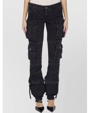 The Attico Cotton Low-Rise Skinny Cargo Jeans - Blue