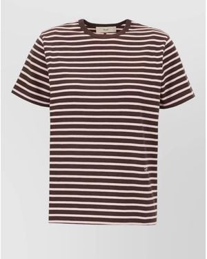 DUNST Cotton Crew Neck T Shirt Striped - Red