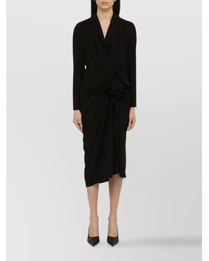 Dries Van Noten Draped Slim-Fit Midi Dress - Black