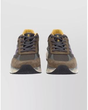Premiata Suede And Mesh Sneakers With Rubber Sole - Multicolor