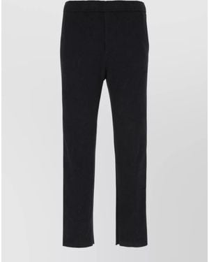 Etro Cropped Cotton Trousers Embroidered Back Pockets - Blue