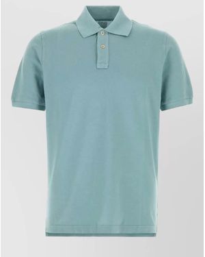 Fedeli Piquet Shirt Polo Collar Short Sleeves - Blue