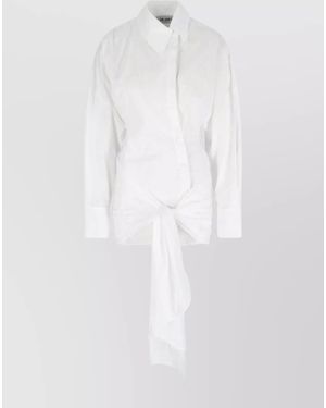 The Attico Asymmetric Cotton Shirt Dress - White