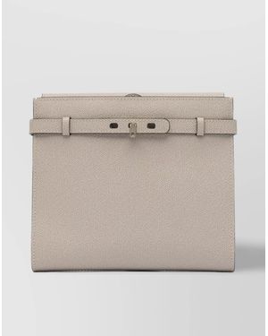 Valextra Textured Finish Crossbody Bags With Adjustable Strap - Natural