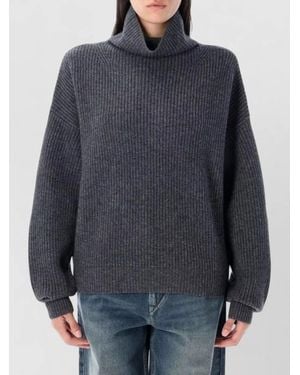 Isabel Marant Brooke High Neck Knit Long Sleeve Sweater - Blue