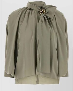 Max Mara Leonida Silk Blouse High Neck Bow - Green