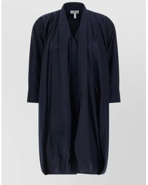 Loewe Pinstripe Jacket Draped Front Three Quarter Sleeves - Blue