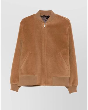 Lardini Virgin Wool Ribbed Bomber Jacket - Brown