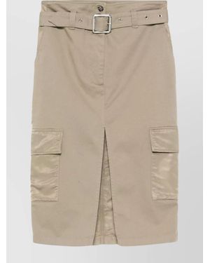 Pinko Utility Belted Skirt Cargo Pockets - Natural