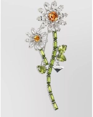 Prada Crystal-Embellished Brooch - White