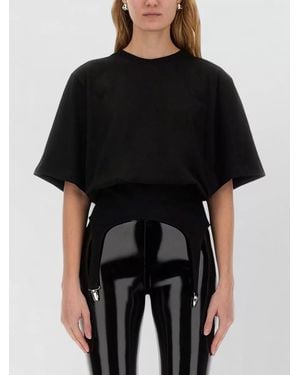 Fiorucci T Shirt Suspenders Crew Neck Zip Detail - Black