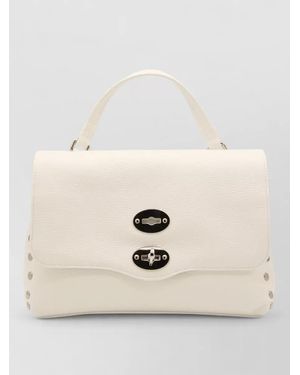 Zanellato Shoulder Bag Metal Hardware Studded Top Handle - Natural