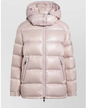 Moncler Hooded Jacket Long Sleeves Quilted Pattern - Pink