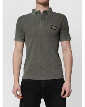 Dolce & Gabbana Logo Cotton Polo Shirt Relaxed Fit - Grey