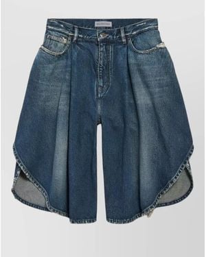 Balenciaga Dark Ocean Denim Tulip Shorts - Blue