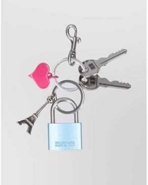 Balenciaga Key Holder With Eiffel Tower And Heart Charms - Multicolor