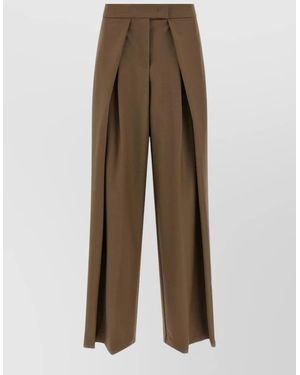 Nude High-Rise Wide-Leg Suit Pants - Natural
