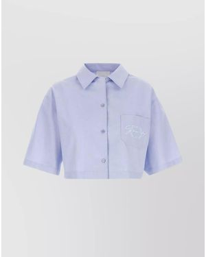 Givenchy Cropped Short Sleeve Cotton Shirt - Purple