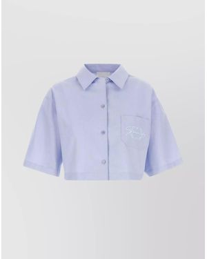 Givenchy Short Sleeves Logo Embroidered Shirt - Purple