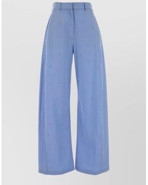 GIUSEPPE DI MORABITO High Waist Poplin Wide Leg Trousers - Blue