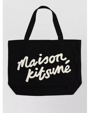 Maison Kitsuné Tote Bag Logo Detail Dual Handles - Black