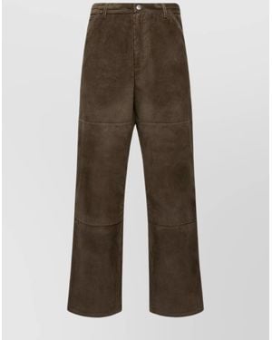 Moncler Corduroy Straight Leg Drawstring Pants - Brown