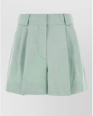 Blazé Milano Zenith Silk Blend Tailored Shorts - Green