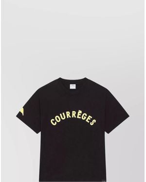 Courreges Crew Neck Short Sleeve Straight Hem T-Shirt - Black