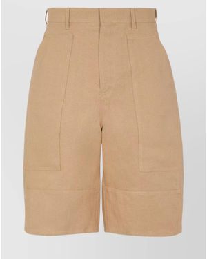 Fendi Canvas Bermuda Shorts - Natural