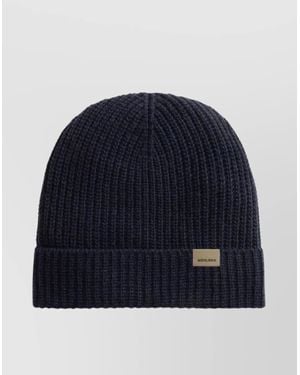 Woolrich Logo Cuff Fold-Over Beanie - Blue