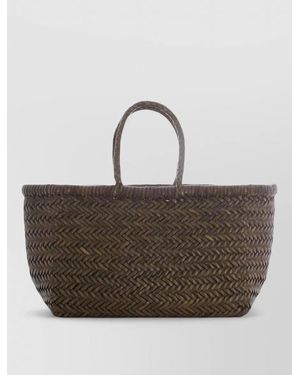 Dragon Diffusion Beach Shopper Bag Woven Design Dual Handles - Brown