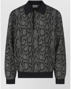 Carhartt Animal Print Crewneck Jumper Ribbed Collar Hem - Black