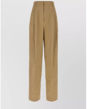 Prada Cotton Straight-Leg Trousers - Natural