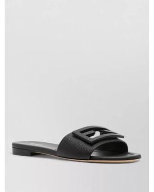 Fendi Leather Slides - Black