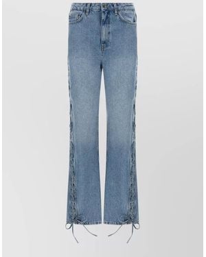 ROTATE BIRGER CHRISTENSEN Denim Twisted Lacing Straight-Leg Jeans - Blue