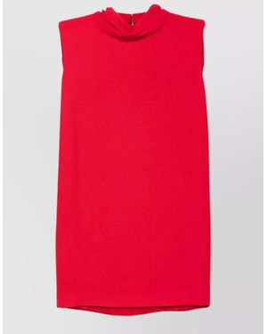 Valentino Silk Draped Sleeveless V-Neck Mini Dress - Red