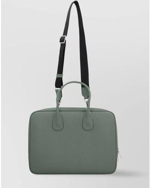 Valextra My Logo Leather Briefcase - Green