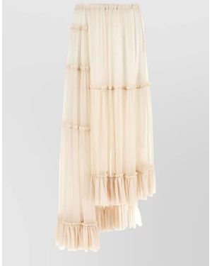 Dries Van Noten Silk Asymmetric Maxi Skirt - Natural