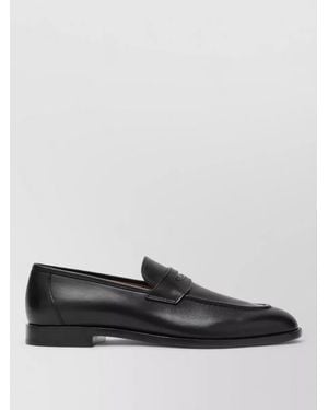 Loro Piana Leather Loafers Round Toe Stitch Detailing - White