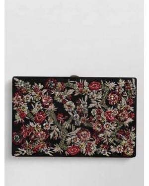 Dolce & Gabbana Floral Frame Clutch Evening Bag - Black