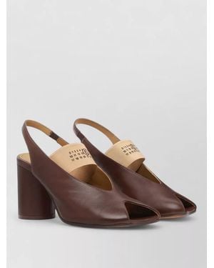 MM6 by Maison Margiela Leather Block Heel Sandals - Brown