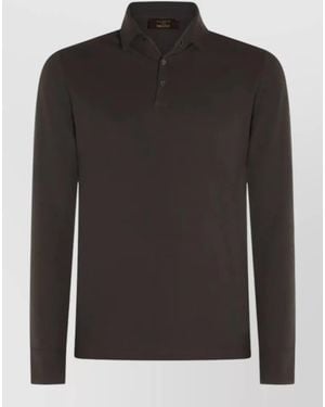 Zanone Cotton Short-Sleeve Polo Shirt - Black