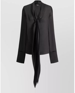 Balmain Long Sleeve Shirt Tie Neck Design - Black