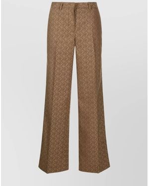 Marine Serre Moon Diamant Jacquard High-Waisted Straight Leg Trousers - Natural