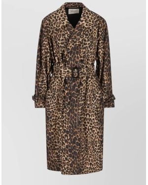 Saint Laurent Double-Breasted Belted Trench Coat - Multicolor