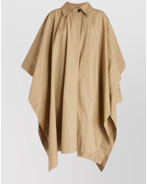 Quira Cotton Oversized Asymmetric Cape - Natural