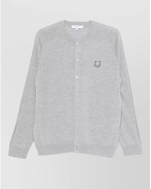 Maison Kitsuné Wool Logo-Detail Cardigan - Grey