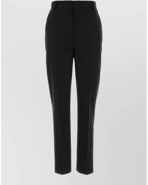 Moschino Wool Tailored Pants Belt Loops Side Pockets - Black