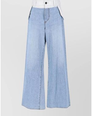 Sacai Straight-Leg Wide-Leg Trousers - Blue