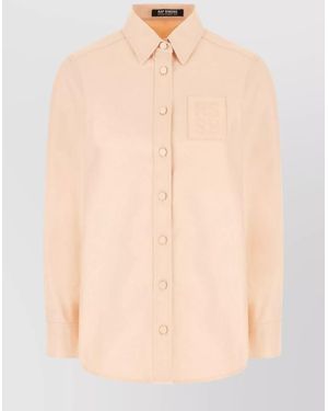 Raf Simons Piquet Shirt With Buttoned Cuffs And Pointed Collar - Natural